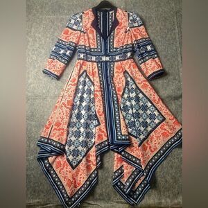 Eliza J Dress Womens Size 2 Handkerchief Hem Floral Western Bohemian Cowgirl #39